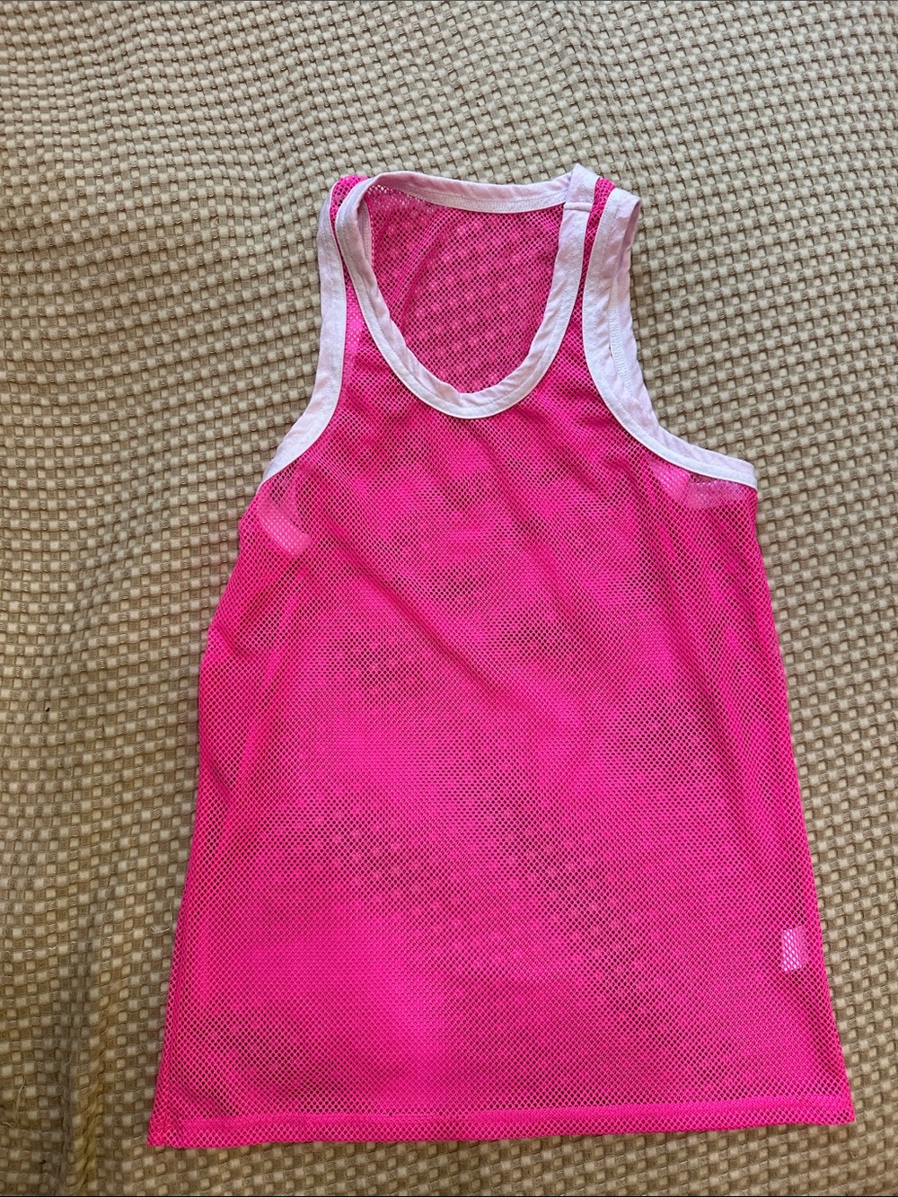 Hot Pink Mesh Tank with White Trim